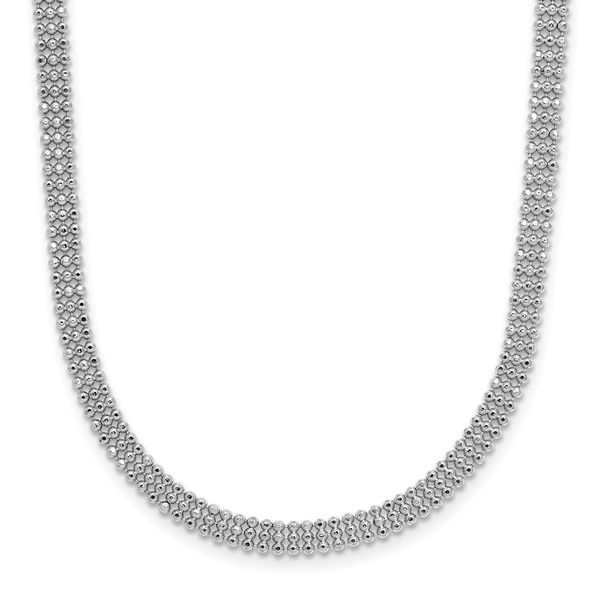 Leslie's Sterling Silver RH-plt Polish 3-Strand Beaded w/2in ext. Necklace John E. Koller Jewelry Designs Owasso, OK