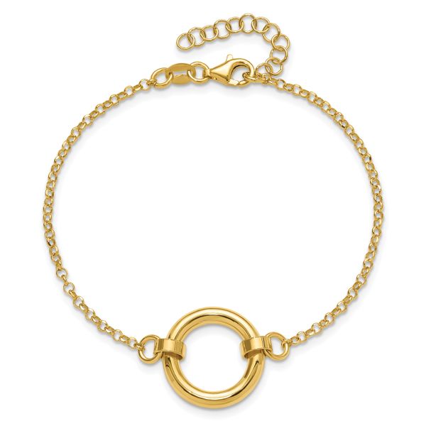 Leslie's Sterling Silver Gold-tone Polished Circle w/ 1in ext. Bracelet Image 4 Valentine's Fine Jewelry Dallas, PA