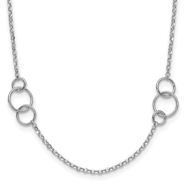 Leslie's Sterling Silver Rh-plated Polished Circle with 1in ext. Necklace Carroll's Jewelers Doylestown, PA