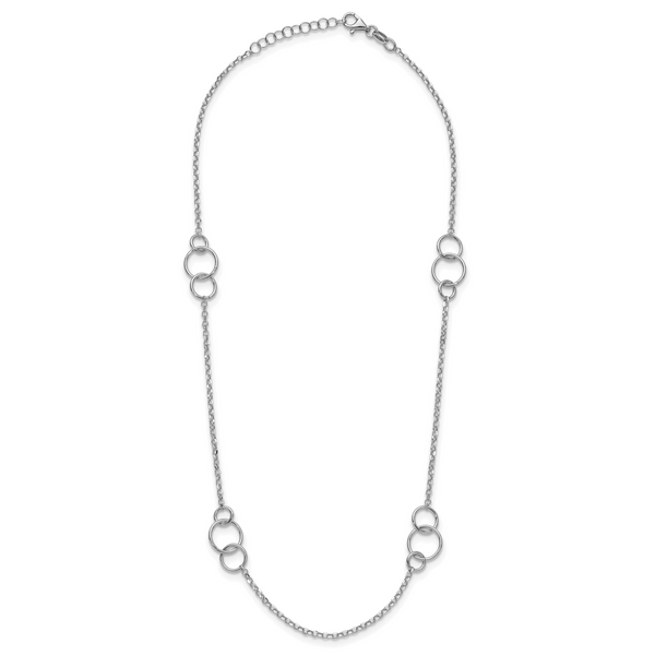 Leslie's Sterling Silver Rh-plated Polished Circle with 1in ext. Necklace Image 2 Selman's Jewelers-Gemologist McComb, MS