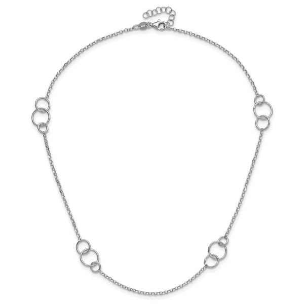 Leslie's Sterling Silver Rh-plated Polished Circle with 1in ext. Necklace Image 4 Linwood Custom Jewelers Linwood, NJ