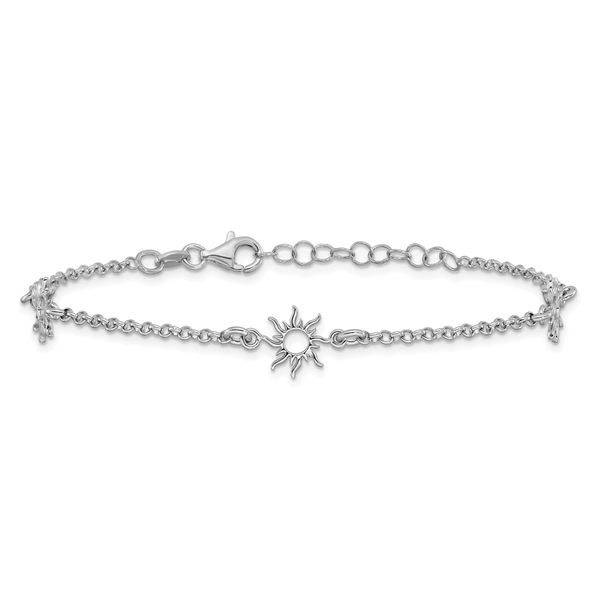 Leslie's Sterling Silver Rh-plated Polished Suns w/1in ext. Bracelet Image 3 Morin Jewelers Southbridge, MA