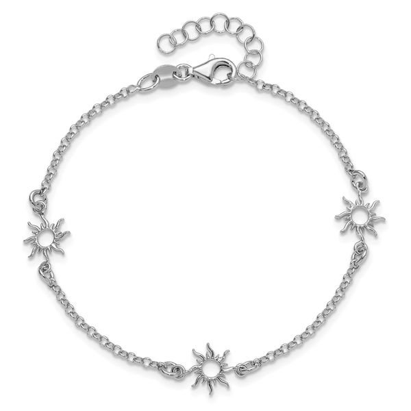 Leslie's Sterling Silver Rh-plated Polished Suns w/1in ext. Bracelet Image 4 Jewelry Design Studio Jensen Beach, FL