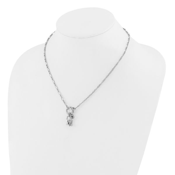 Leslie's Sterling Silver Rhodium-plated Polished Lock and Key Necklace Image 3 Dondero's Jewelry Vineland, NJ