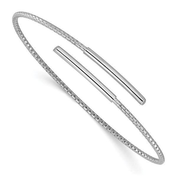 Sterling Silver Rhodium-plated Polished Bypass Cuff Bangle Ask Design Jewelers Olean, NY