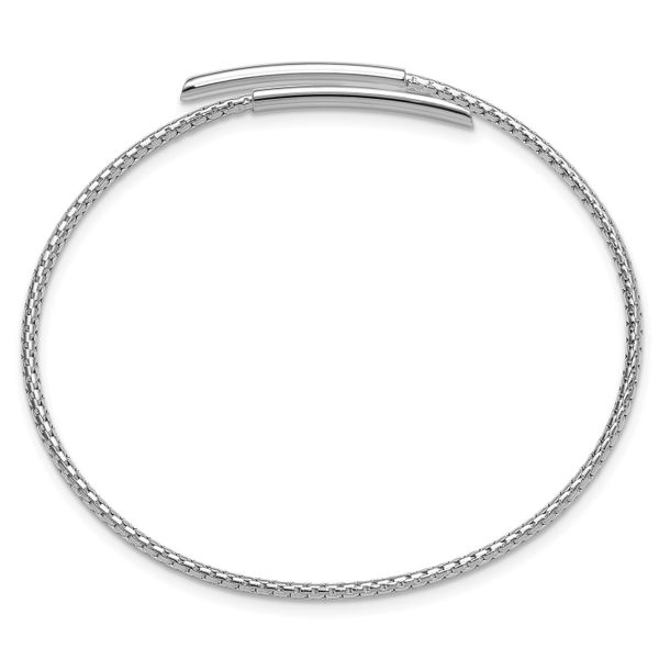 Sterling Silver Rhodium-plated Polished Bypass Cuff Bangle Image 2 L.I. Goldmine Smithtown, NY