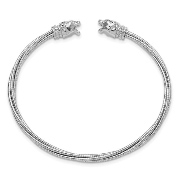 Sterling Silver Rhodium-plated Polished Leopard Head Cuff Bangle Image 2 Ask Design Jewelers Olean, NY