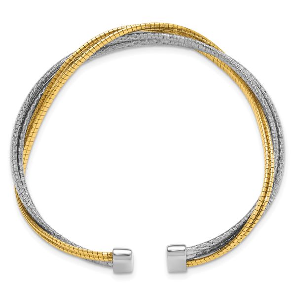 Leslie's Sterling Silver Rhod/Gold-plat Polished Wrapped Twist Cuff Bangle Image 2 Mesa Jewelers Grand Junction, CO