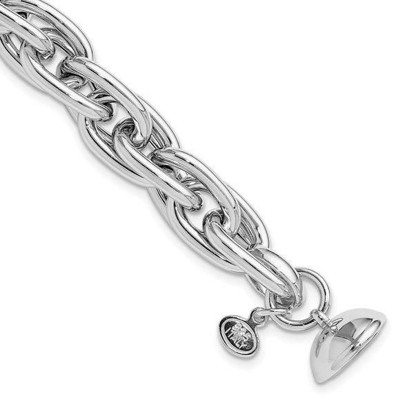 Leslie's Sterling Silver Rhodium-plated 7.5in Link Bracelet Ross Elliott Jewelers Terre Haute, IN