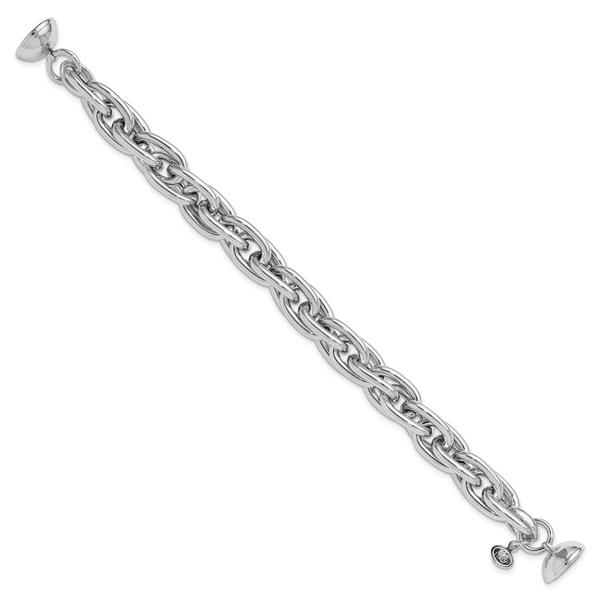 Leslie's Sterling Silver Rhodium-plated 7.5in Link Bracelet Image 2 Crews Jewelry Grandview, MO