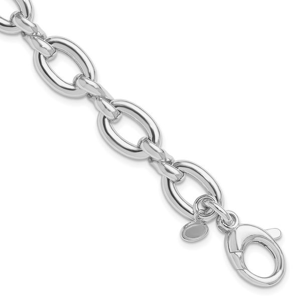 Leslie's Sterling Silver RH-plated Polished Fancy Link w/.25in ext. Bracele Gaines Jewelry Flint, MI