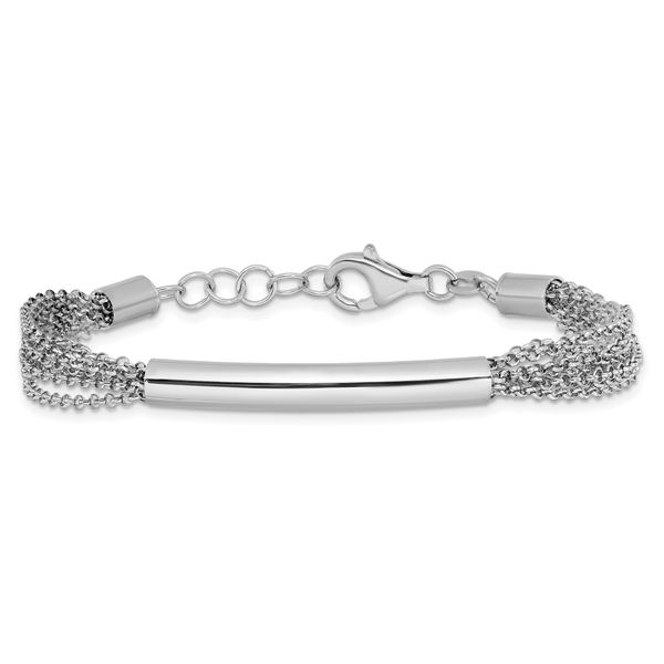 Leslie's Sterling Silver Rhodium-plated Multi-strand Bar w/1in ext. Bracele Image 3 Valentine's Fine Jewelry Dallas, PA