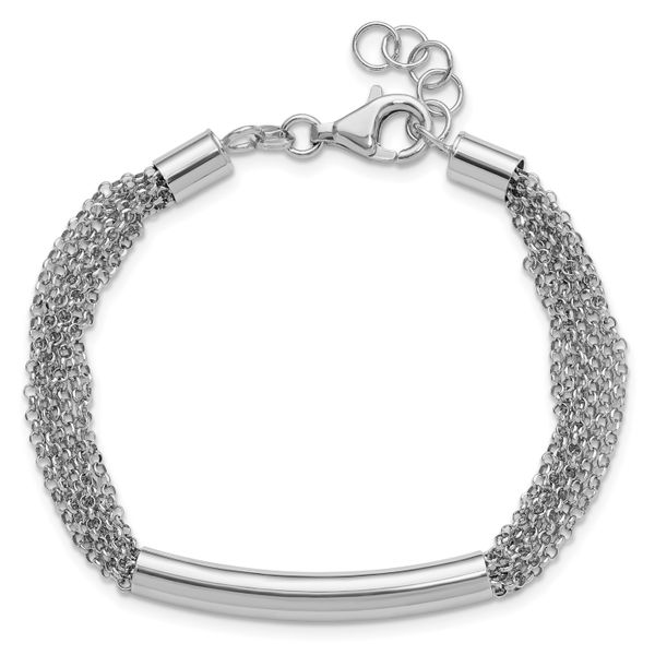 Leslie's Sterling Silver Rhodium-plated Multi-strand Bar w/1in ext. Bracele Image 4 Linwood Custom Jewelers Linwood, NJ