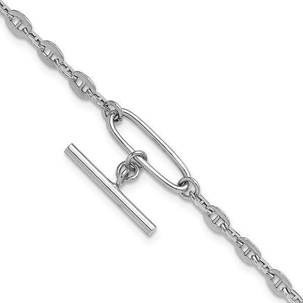 Leslie's Sterling Silver Rhodium-plated Dangle Bar with 1in ext. Bracelet J. West Jewelers Round Rock, TX