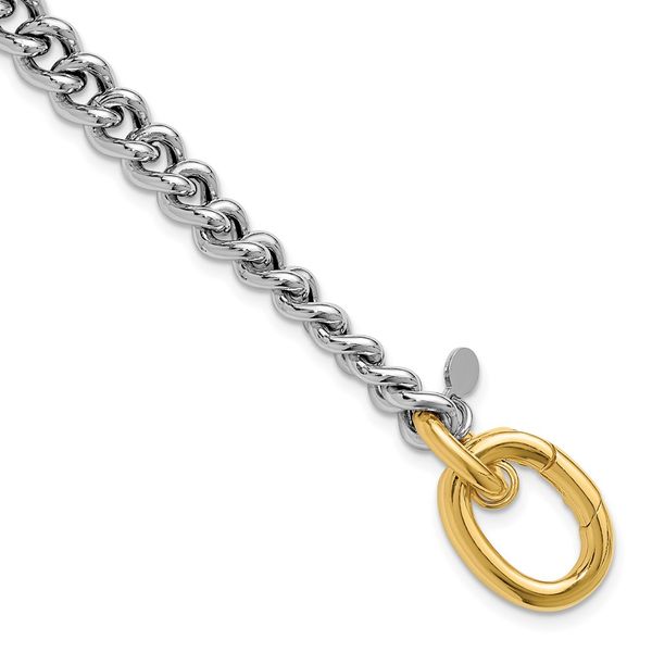 Leslie's Sterling Silver Rhodium and Gold-plated with Curb Link Bracelet Peran & Scannell Jewelers Houston, TX