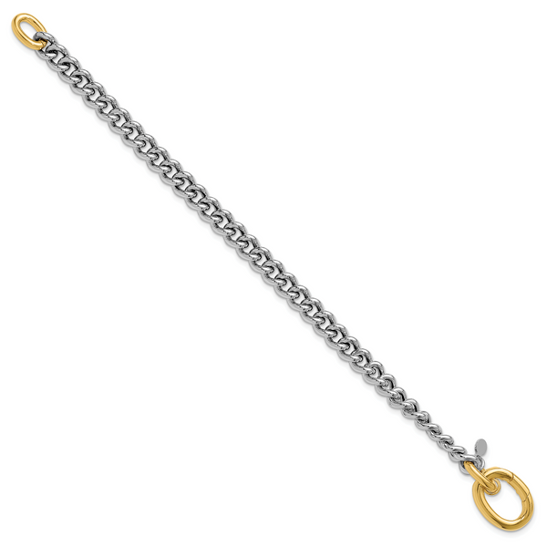 Leslie's Sterling Silver Rhodium and Gold-plated with Curb Link Bracelet Image 2 Oak Valley Jewelers Oakdale, CA