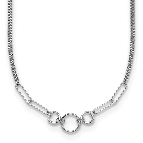 Leslie's Sterling Silver Rh-plated 2-Strand w/1.75in ext. Fancy Necklace Peran & Scannell Jewelers Houston, TX