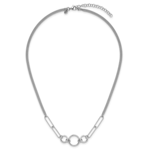 Leslie's Sterling Silver Rh-plated 2-Strand w/1.75in ext. Fancy Necklace Image 4 Selman's Jewelers-Gemologist McComb, MS