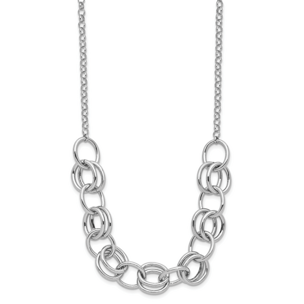 Leslie's Sterling Silver Rhodium-plated Fancy Link Necklace Image 2 Trenton Jewelers Ltd. Trenton, MI