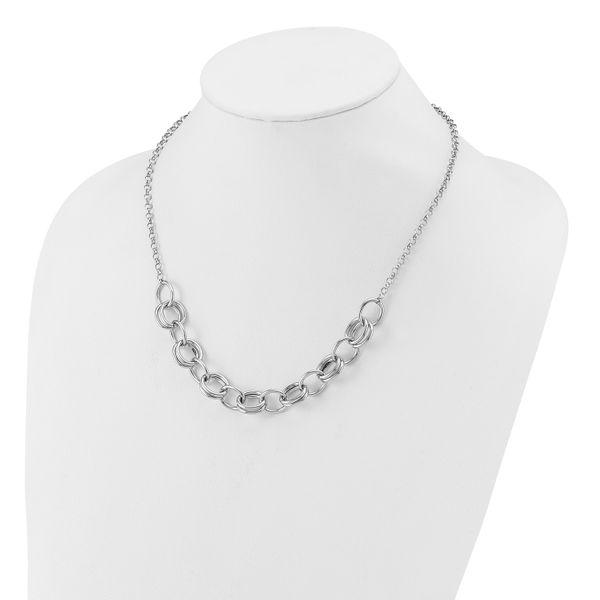Leslie's Sterling Silver Rhodium-plated Fancy Link Necklace Image 3 Greenfield Jewelers Pittsburgh, PA