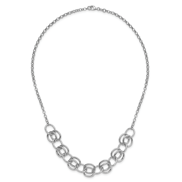 Leslie's Sterling Silver Rhodium-plated Fancy Link Necklace Image 4 Valentine's Fine Jewelry Dallas, PA