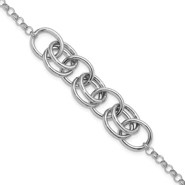 Sterling Silver Double Linked 7 Charm Bracelet