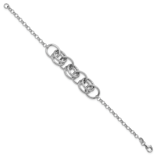 Leslie's Sterling Silver Rhodium-plated Fancy Link Bracelet Image 2 Van Scoy Jewelers Wyomissing, PA