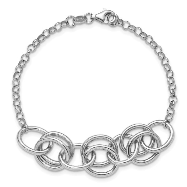 Leslie's Sterling Silver Rhodium-plated Fancy Link Bracelet Image 4 Morin Jewelers Southbridge, MA