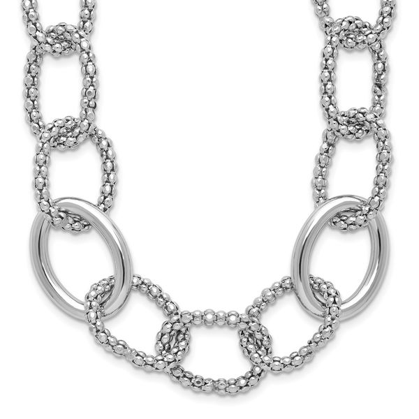 Leslie's Sterling Silver Rhodium-plated Fancy Link with 2in ext. Necklace Biondi Diamond Jewelers Aurora, CO