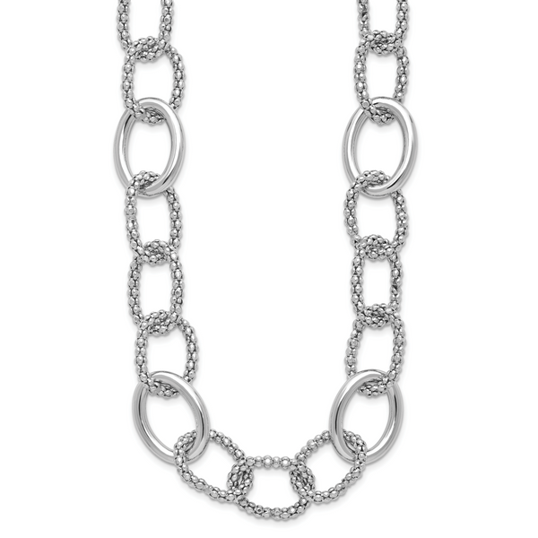 Leslie's Sterling Silver Rhodium-plated Fancy Link with 2in ext. Necklace Image 2 Linwood Custom Jewelers Linwood, NJ