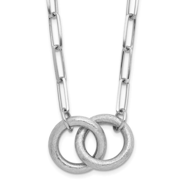 Leslie's Sterling Silver Rhodium-plated Fancy Link w/1.75in ext. Necklace Spath Jewelers Bartow, FL