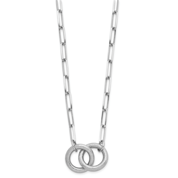 Leslie's Sterling Silver Rhodium-plated Fancy Link w/1.75in ext. Necklace Image 2 Valentine's Fine Jewelry Dallas, PA