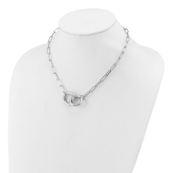 Leslie's Sterling Silver Rhodium-plated Fancy Link w/1.75in ext. Necklace Image 3 Leslie E. Sandler Fine Jewelry and Gemstones rockville , MD