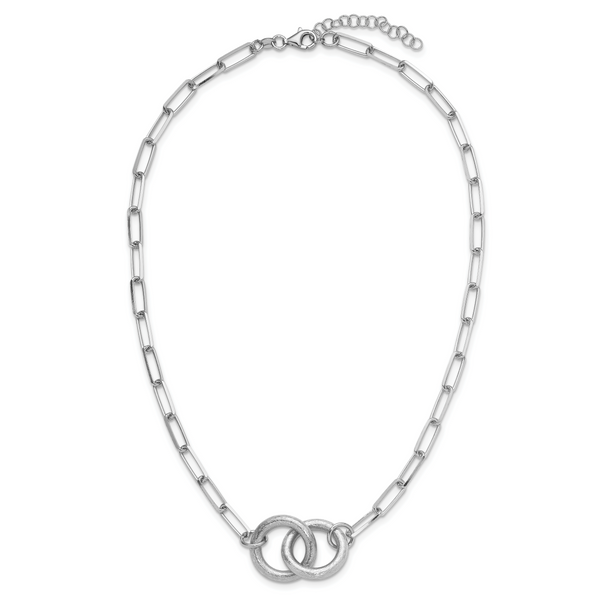 Leslie's Sterling Silver Rhodium-plated Fancy Link w/1.75in ext. Necklace Image 4 Patterson's Diamond Center Mankato, MN