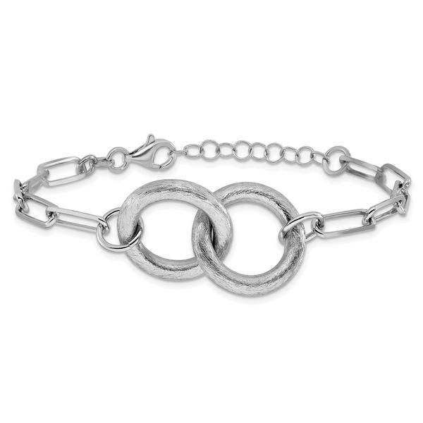 Leslie's Sterling Silver Rhod-plated Fancy Link with 1.25in ext. Bracelet Image 3 J. West Jewelers Round Rock, TX
