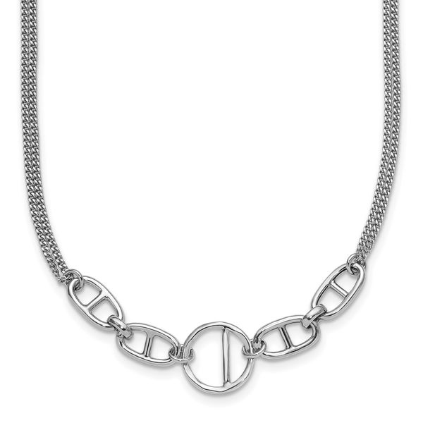 Leslie's Sterling Silver Rh-plat Polish 2-strand Fancy w/1.75in ext. Neckla Graham Jewelers Wayzata, MN
