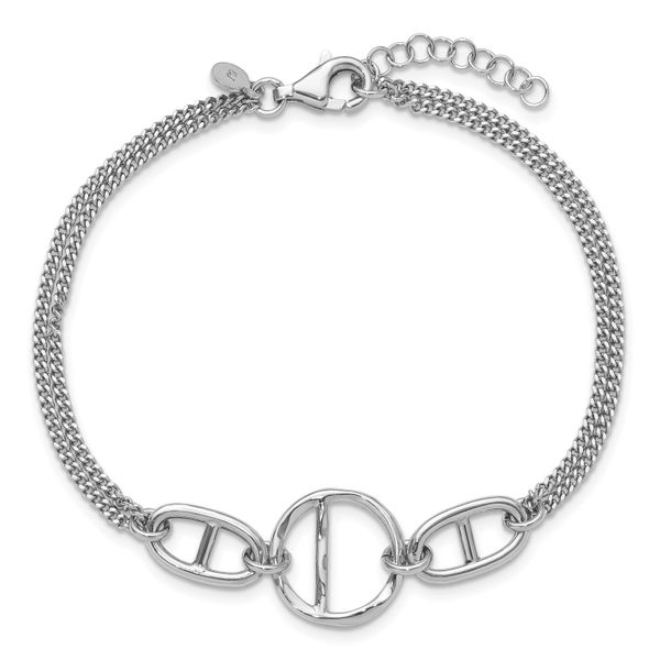 Leslie's SS Rh-plated Polished 2-strand w/Link Accent w/1in ext. Bracelet Image 4 Graham Jewelers Wayzata, MN