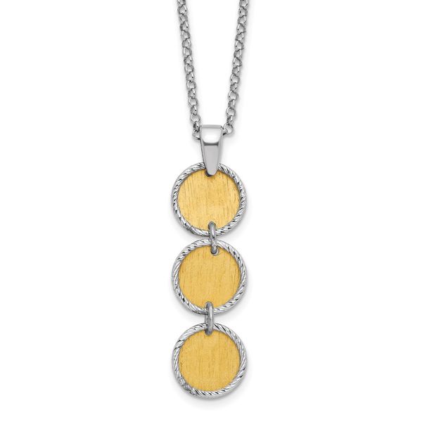 Leslie's SS Rh/Gold-plated Polished/Brushed Circles w/2in ext. Necklace Dondero's Jewelry Vineland, NJ