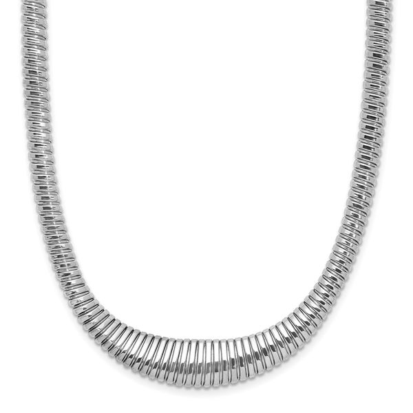 Leslie's Sterling Silver Rhodium-plated Polished/Grooved Flexible Necklace Spath Jewelers Bartow, FL
