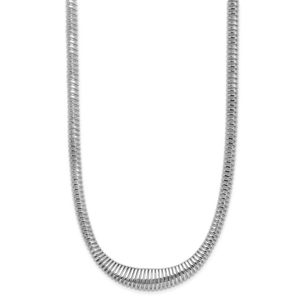 Leslie's Sterling Silver Rhodium-plated Polished/Grooved Flexible Necklace Image 2 The Hills Jewelry LLC Worthington, OH