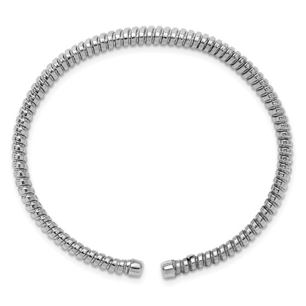 Leslie's Sterling Silver Rhodium-plated Polished/Grooved Cuff Bangle Image 2 Arlene's Fine Jewelry Vidalia, GA