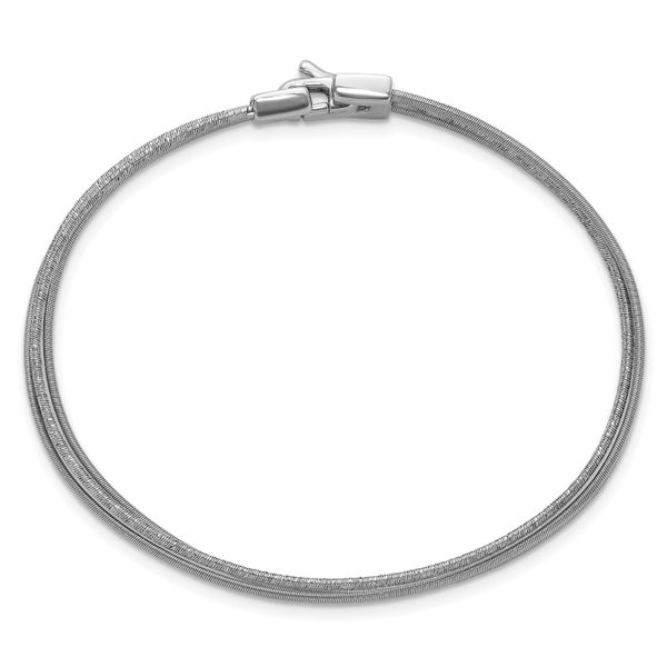 Leslie's Sterling Silver Rhodium-plated Polished/Brushed Buckle Bangle Image 2 Greenfield Jewelers Pittsburgh, PA