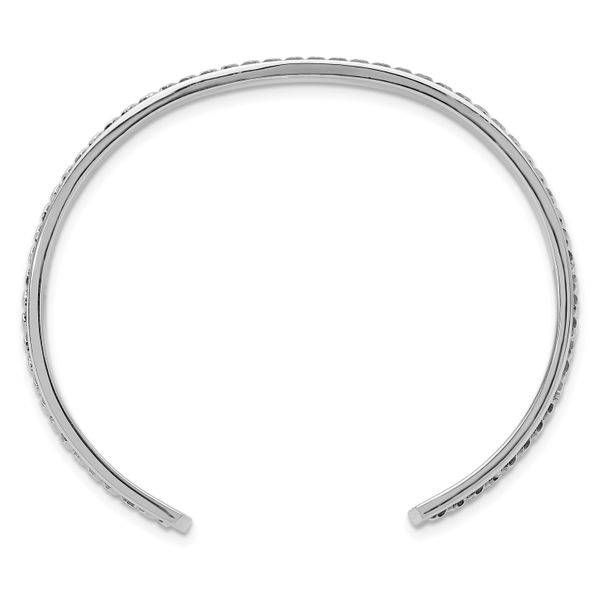 Leslie's Sterling Silver Rhodium-plated Polished Curb Link Cuff Bangle Image 2 Morin Jewelers Southbridge, MA