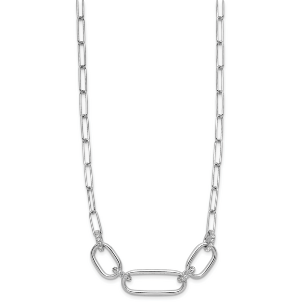 Leslie's Sterling Silver Rh-plated Polished CZ with 2in ext. Necklace Image 2 Chandlee Jewelers Athens, GA