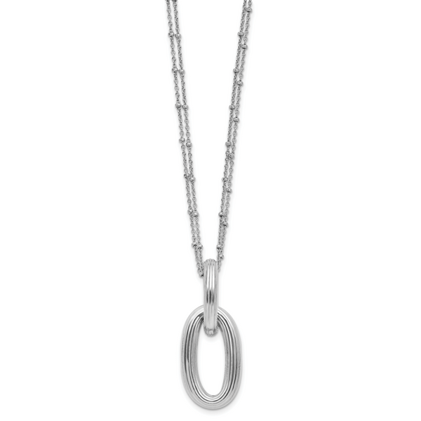 Leslie's SS Rh-plated Polished 2-strand Oval w/1.5in ext. Necklace Image 2 Arlene's Fine Jewelry Vidalia, GA