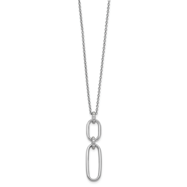 Leslie's Sterling Silver Rh-plated Polished CZ with 2in ext. Necklace Image 2 Jambs Jewelry Raymond, NH