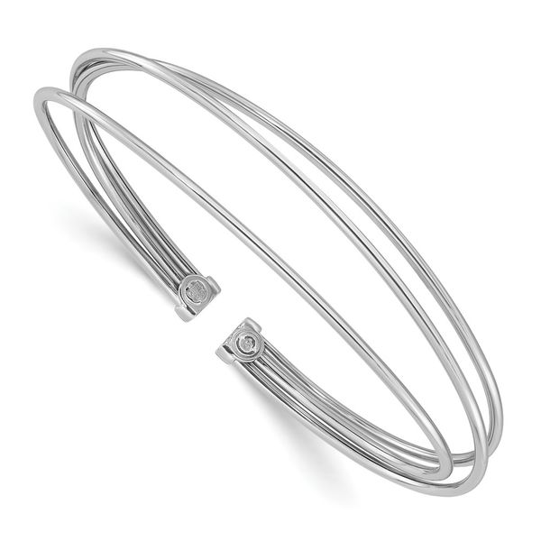Leslie's Sterling Silver Rhodium-plated Polished Flexible Cuff Bangle JMR Jewelers Cooper City, FL