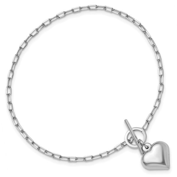 Leslie's Sterling Silver Rhodium-plated Polished Heart Toggle Bracelet Image 4 Jewelry Design Studio Jensen Beach, FL