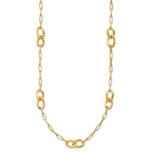 Leslie's Sterling Silver Gold-plated Fancy Link with 1in ext. Necklace Image 2 Conti Jewelers Endwell, NY
