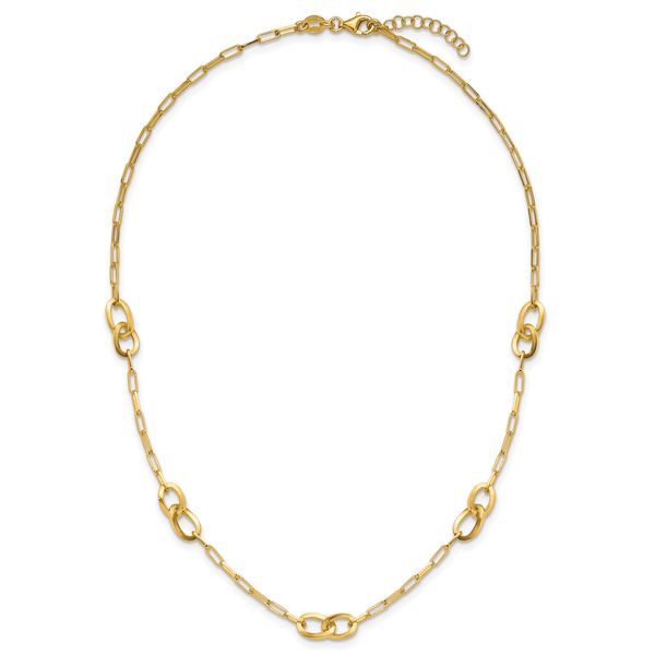 Leslie's Sterling Silver Gold-plated Fancy Link with 1in ext. Necklace Image 4 Ware's Jewelers Bradenton, FL
